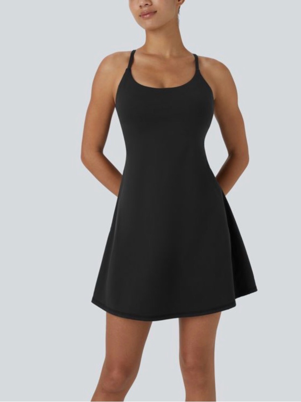 HALARA SoftlyZero Plush Backless Active Golf Dress Easy Peezy Edition Black XL